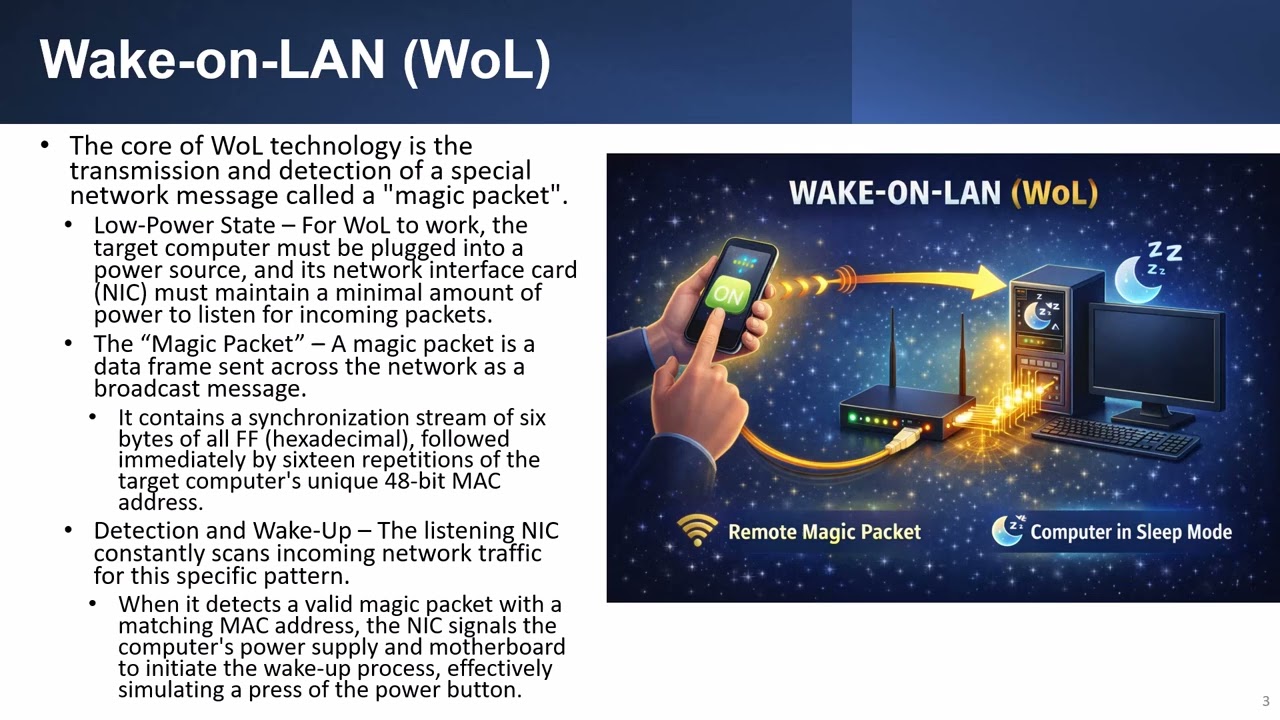 CompTIA Network+ 08-10 Advanced Networking Concepts Part 10 - Wake-on-LAN