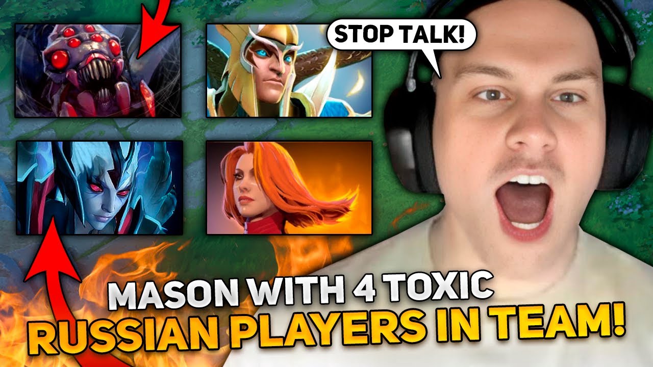 MASON with 4 TOXIC RUSSIAN PLAYERS in TEAM! | MASAO plays SNIPER CARRY in 7.35c