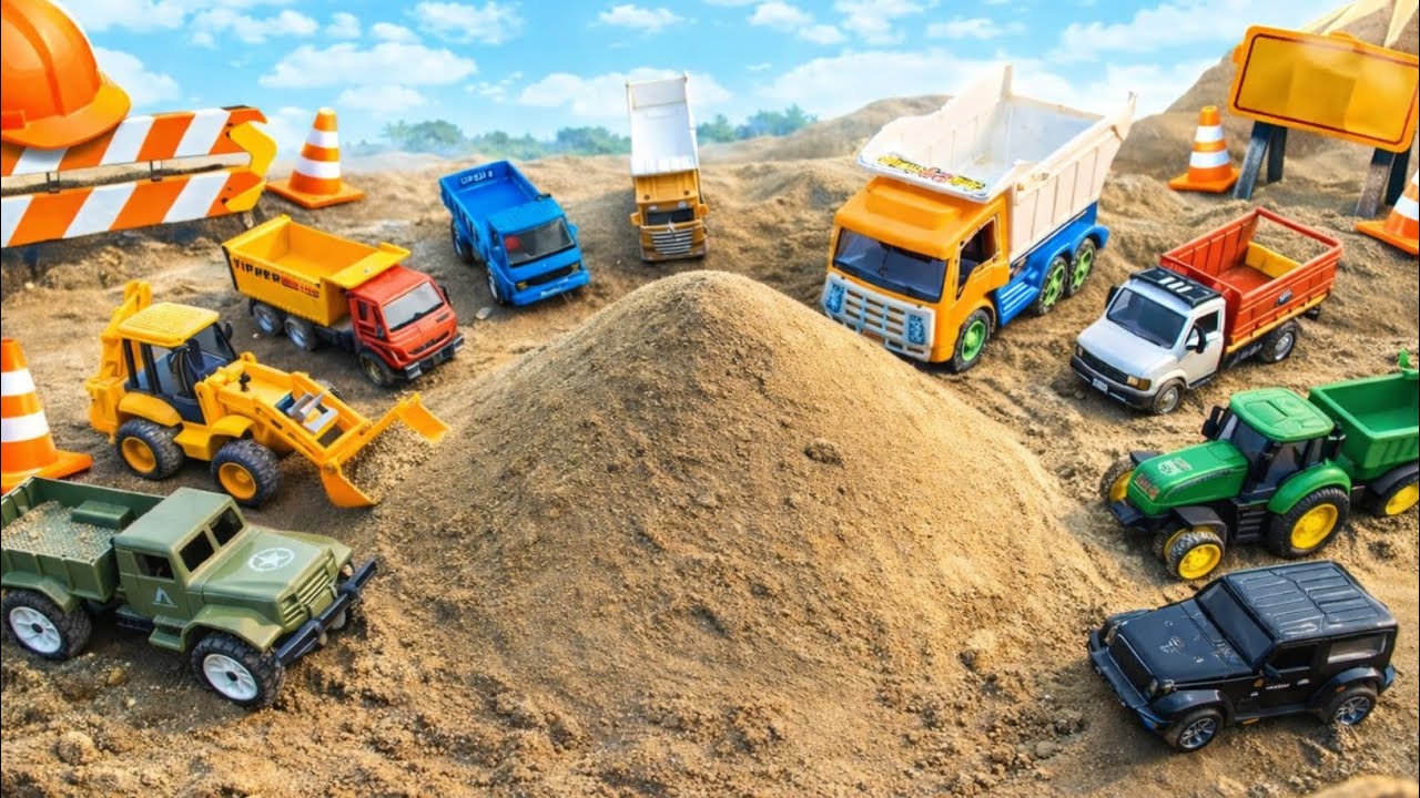 Toy Trucks Parking in Sand | JCB Tractor Toy Parking for Kids 🚜🚚