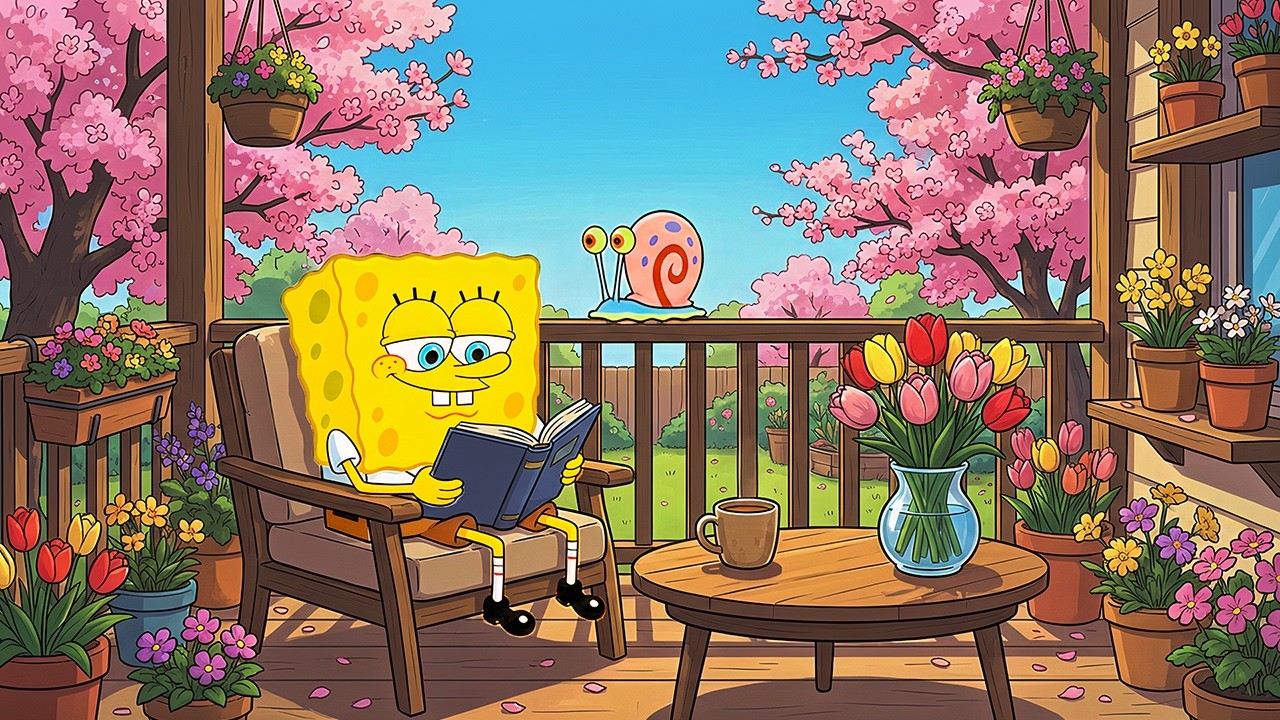 🌸 Spring Balcony Reading ☕ Cozy Spring Lofi for Focus, Relax & Gentle Days