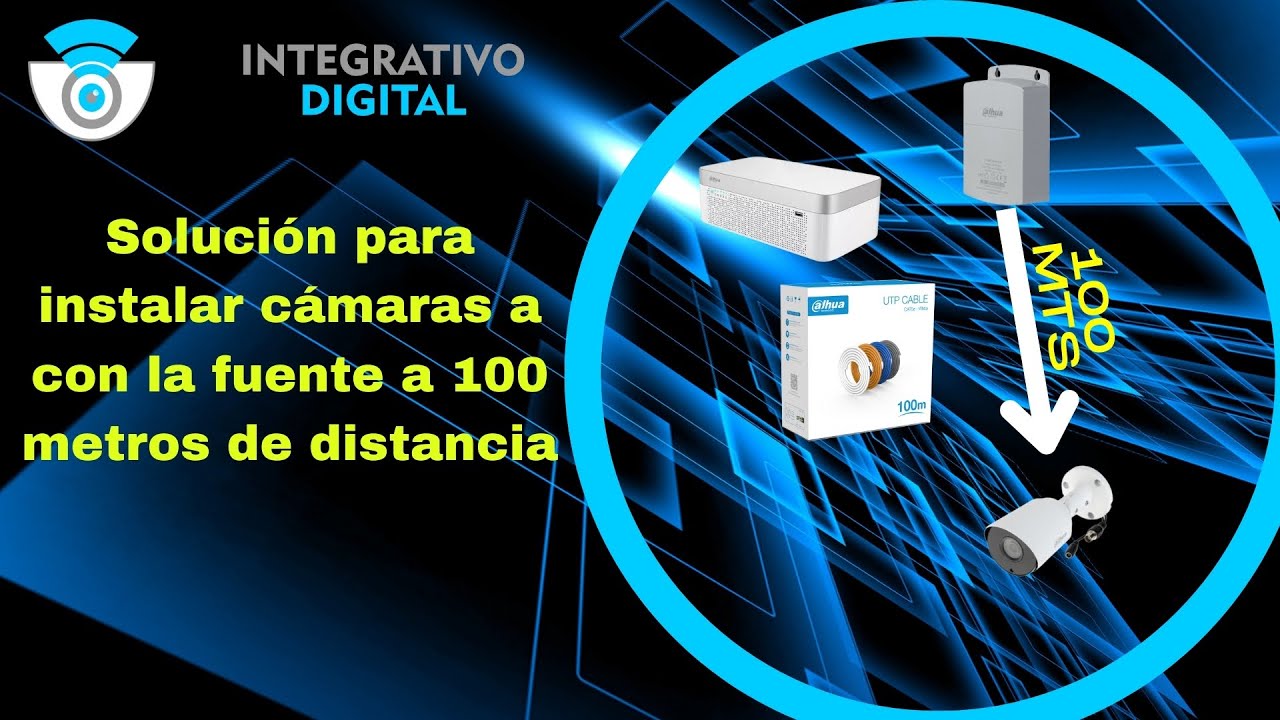 Solución para instalar cámaras Dahua CCTV con fuente hasta 300 metros de distancia con cable UTP.