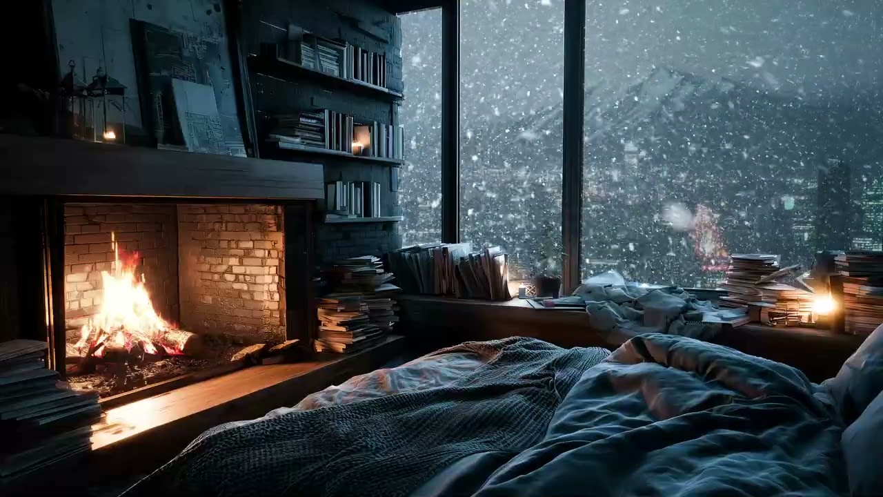 Winter Sound | The Wind Knocks Gently While the Fireplace Stays Awake 🌬️🔥🕯️