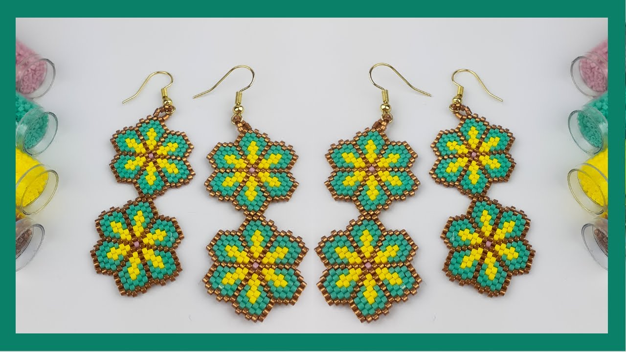 ARETES DE FLORES /FLORES DE MIYUKI /PEYOTE/