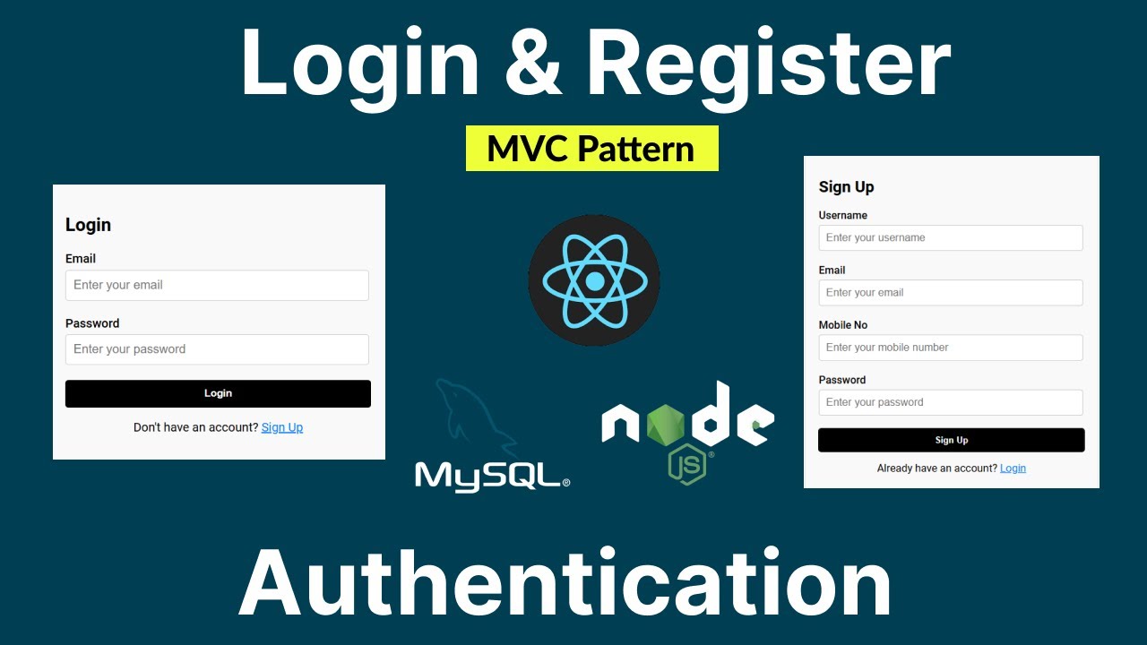 Login Register Authentication in React js using Node js, mysql - 1 | Learn React js, node js & MySql