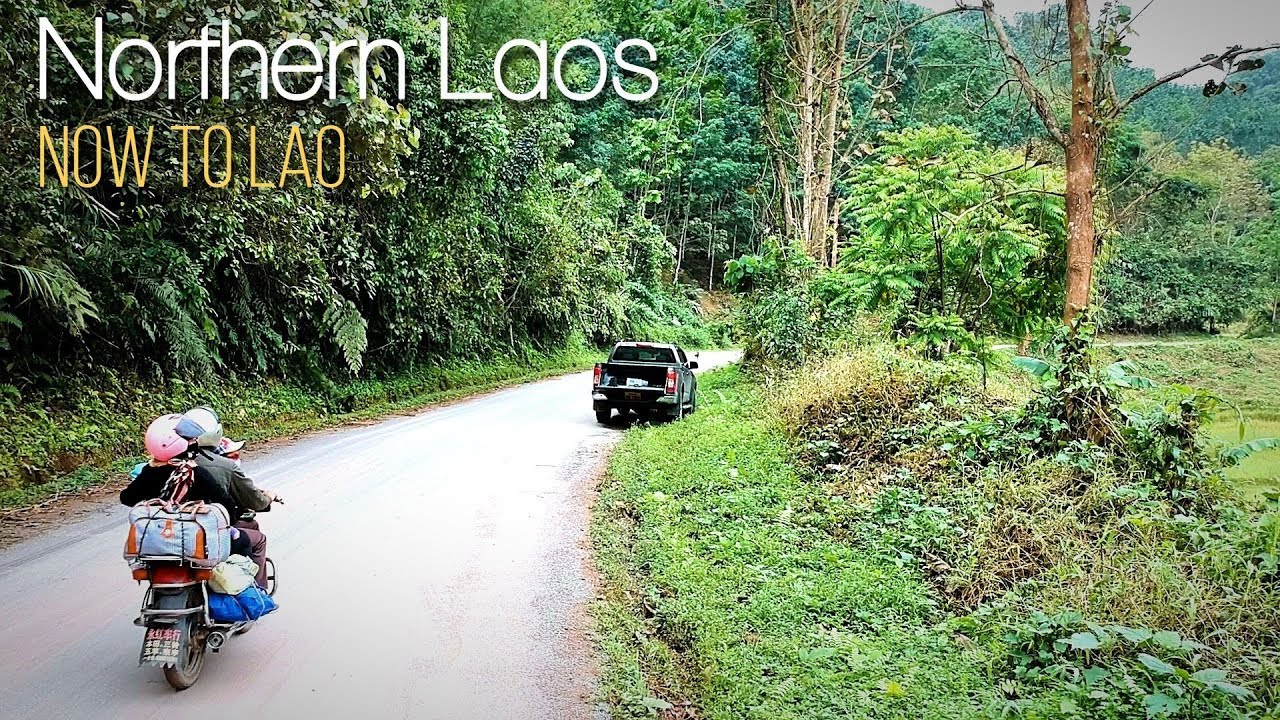 Travel Laos: Driving through Jungle villages on the Road to Muang Sing Northern Laos - Now to Lao