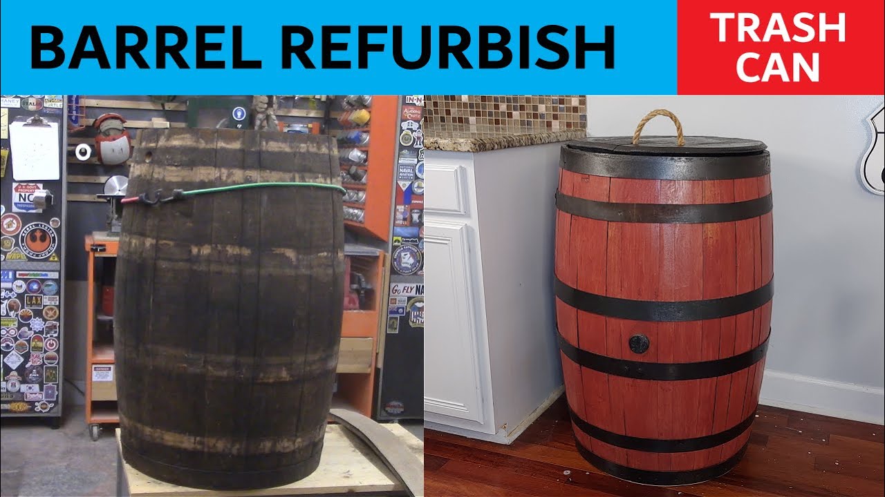 Whiskey Barrel Restoration - Trash Can Upgrade