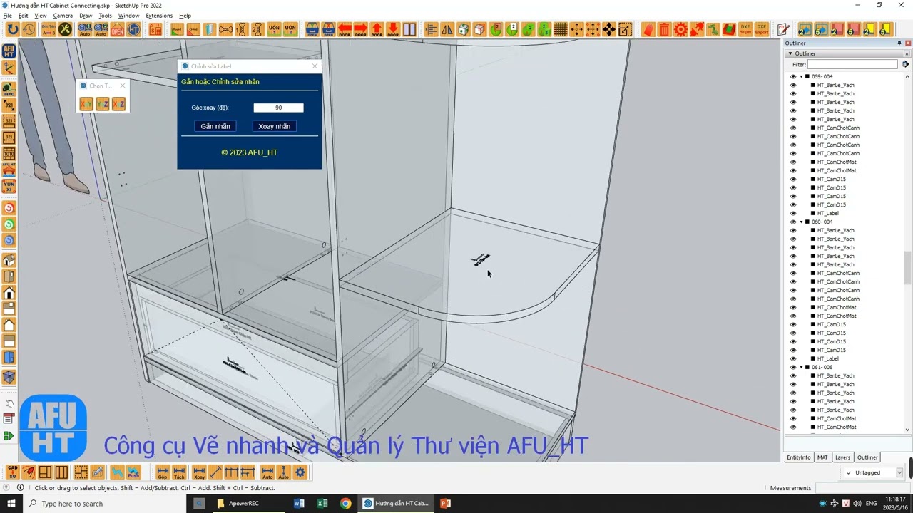 06- Hướng dẫn cách xuất file dxf từ Sketchup kết nối YUNXI Nesting, in tem nhãn, xuất G-Code AFU_HT