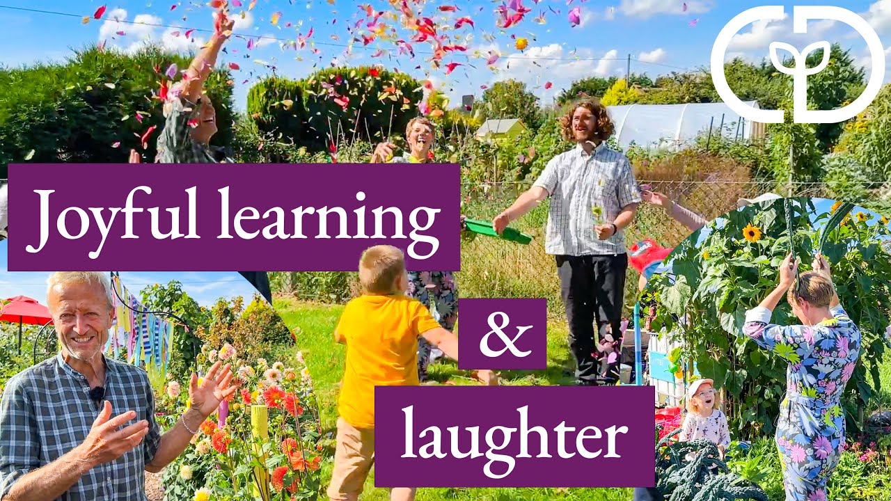 Lara shows children| How to grow and harvest food on her no dig allotment| Charles Dowding