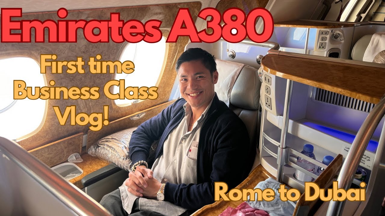 First time flying Emirates A380 Business Class! Rome Fiumicino (FCO) - Dubai (DXB) | VLOG, 4/19/24