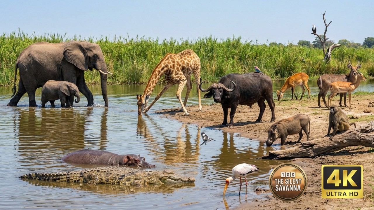 Life Along the Chobe River: Safari ASMR with Elephants, Hippos, Buffalo, Crocodile & Giraffes