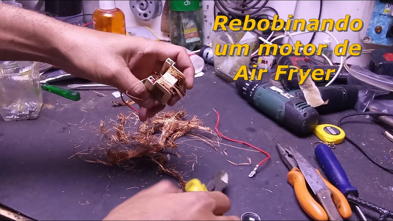Rebobinando um motor de Air Fryer