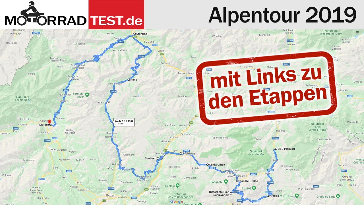 Alpen-Tour Motorrad | Etappen mit Links siehe Videobeschreibung
