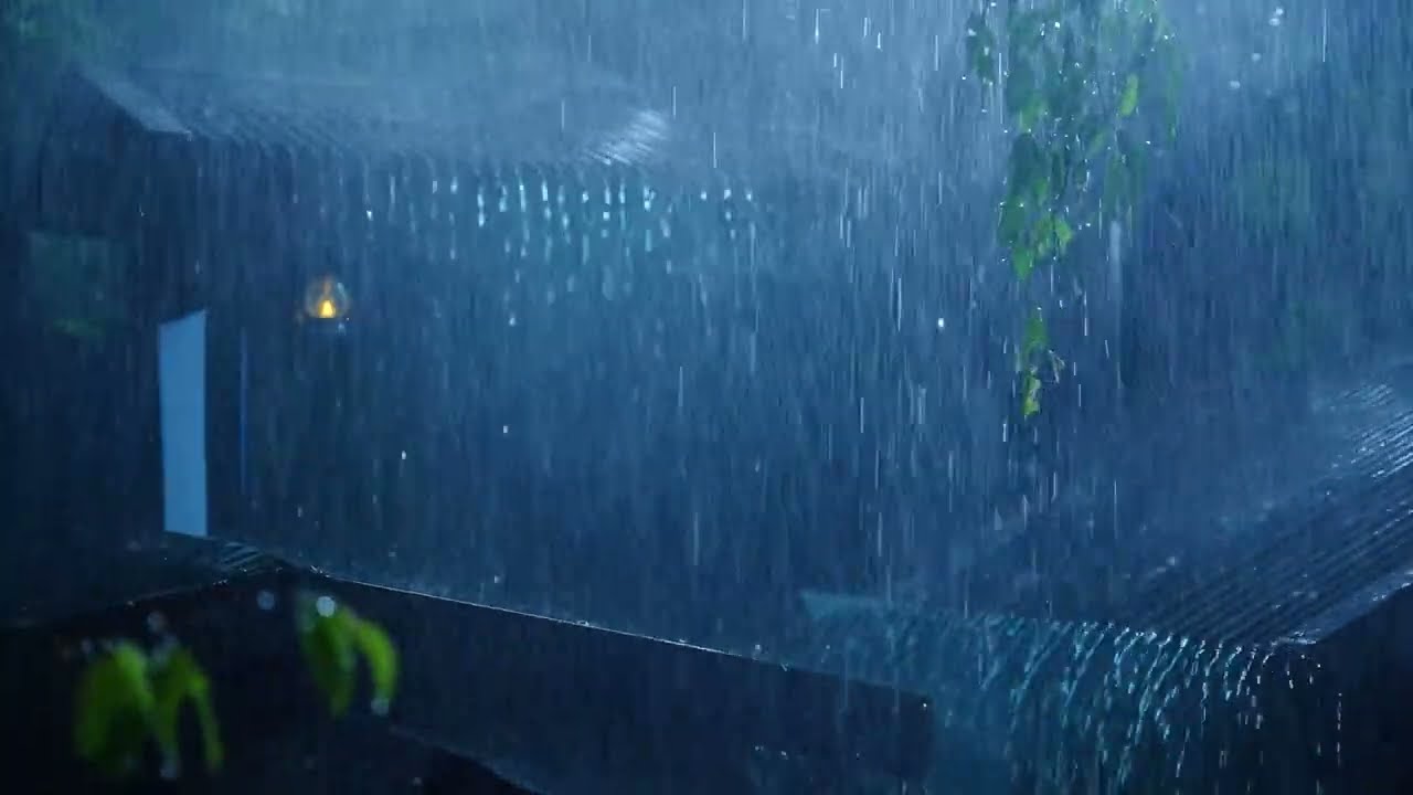 Falling asleep with Heavy Rain and thunder on an old tin roof - Calm and Relaxation