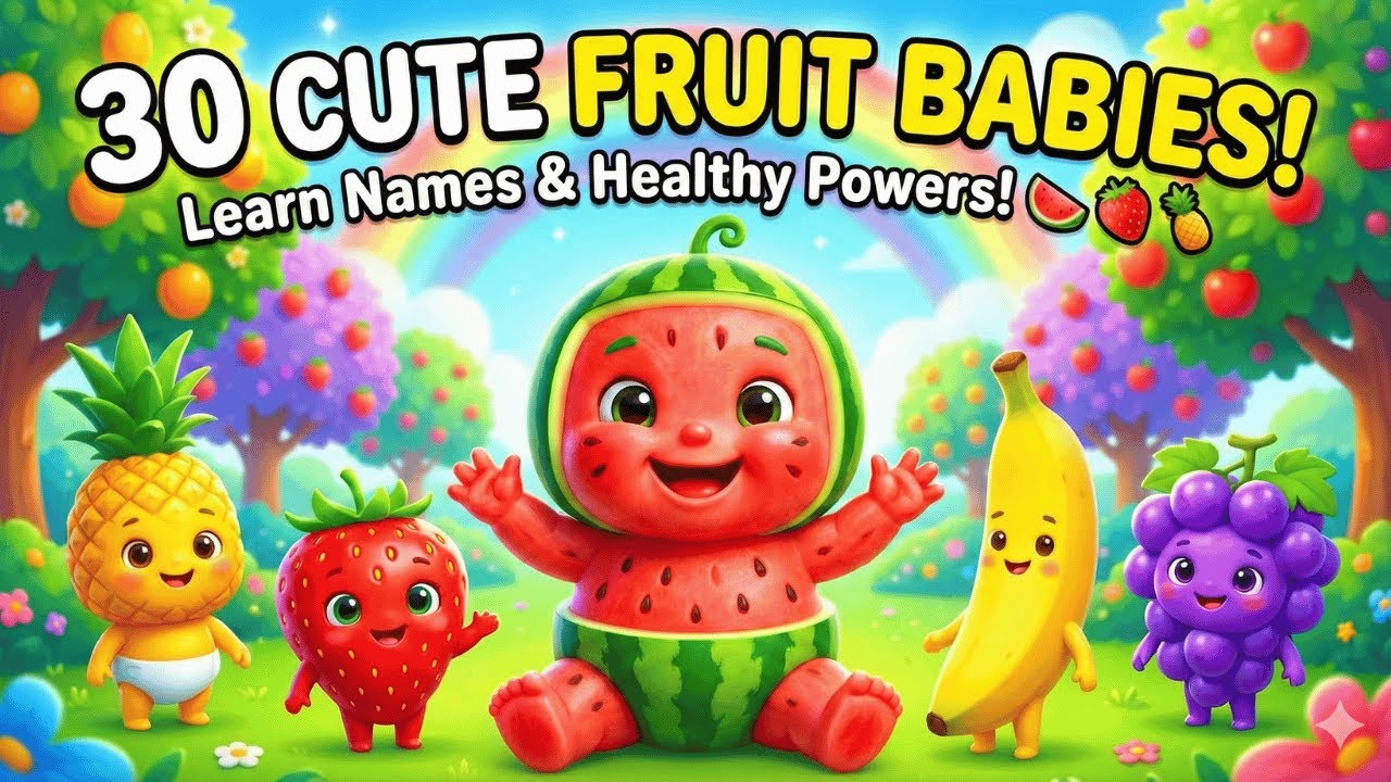 30 очаровательных фруктовых малышей! 🍉 Узнайте названия фруктов и их полезные свойства для детей ...