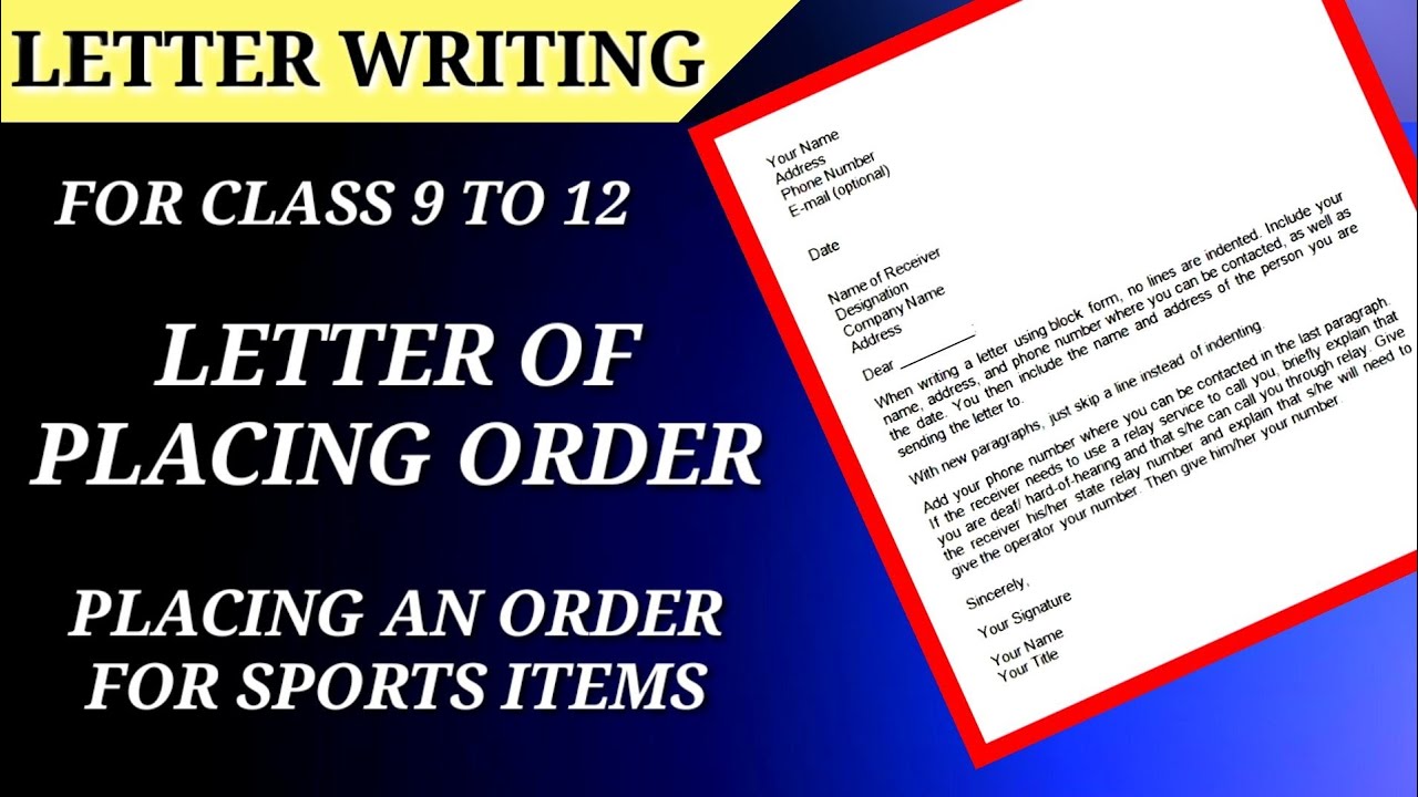 Placing an order for sports items || Placing order letter || Formal Letter || Letter writing