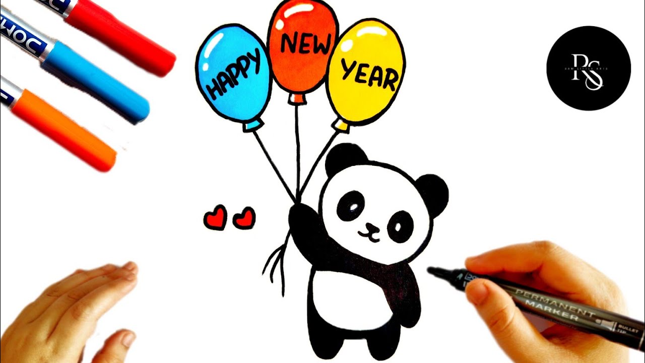 How to Draw a Cute Panda 🐼 | New Year 2026 Drawing for Kids | Cute Kawaii Panda Drawing | Cute Arts