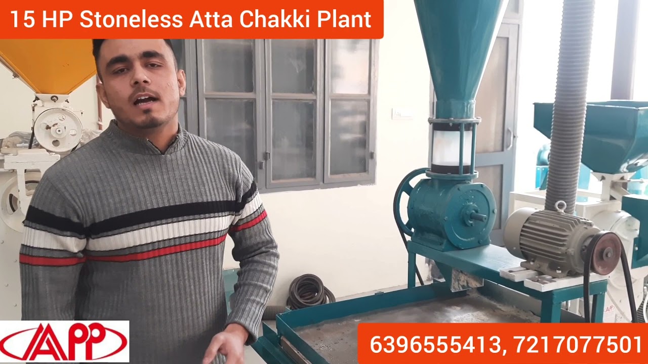 15 HP Double Stage Pulverizer Atta Chakki Blower  Cyclone Grader Plant