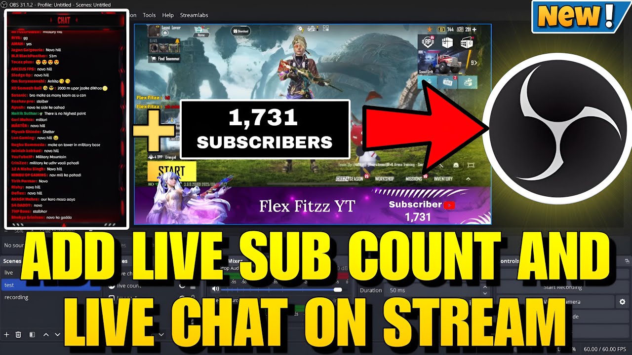 How To Add Subscriber Count And Transparent Live Chat on OBS Studio 2025 | Live Stream OBS Guide