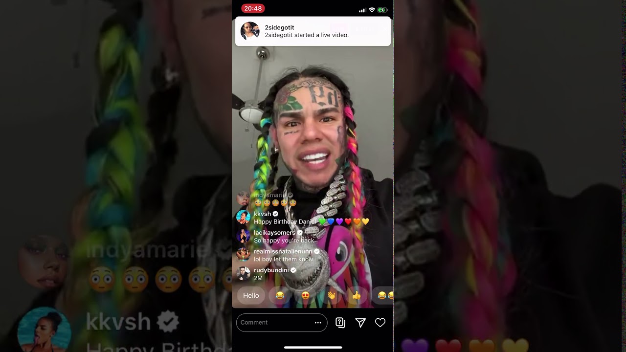 6ix9ine 2 million views on ig live | first ig live 2020