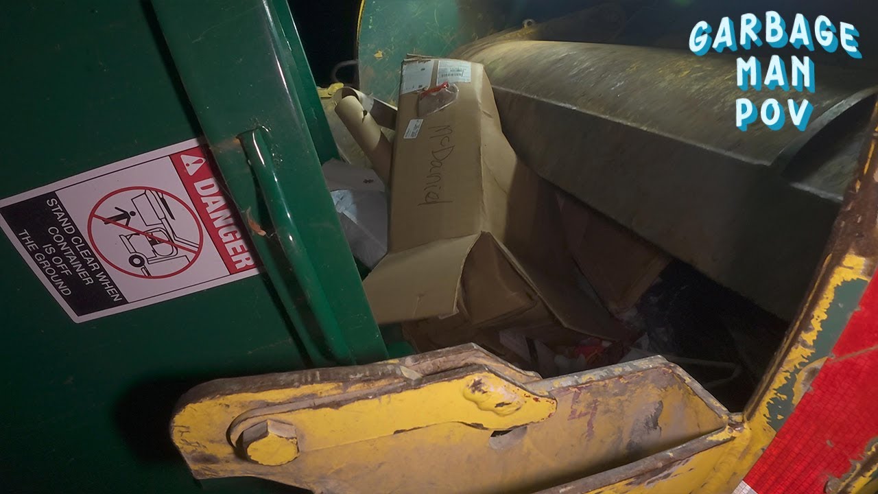 Rear-Loader Garbage Truck vs Huge BIN&acute;s | Route 4K ASMR