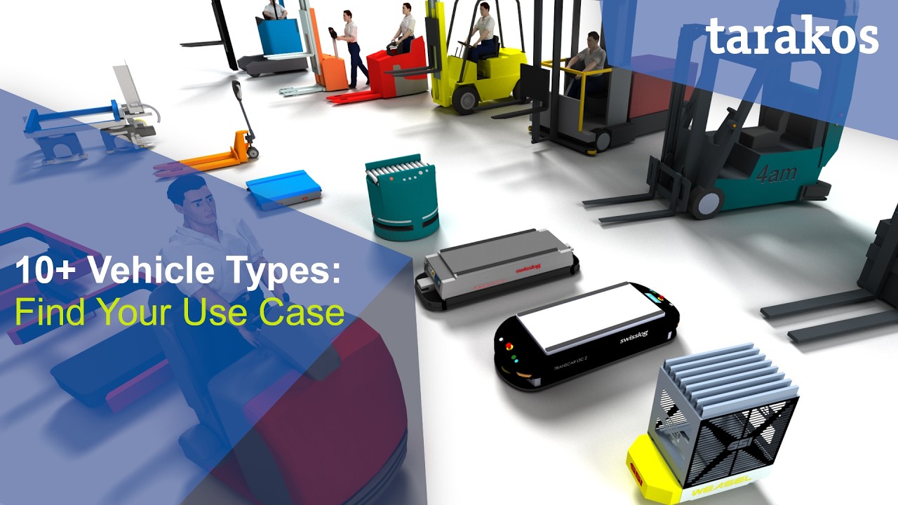 Vehicle Library Overview: All Intralogistics Vehicles in taraVRbuilder | 3D Simulation