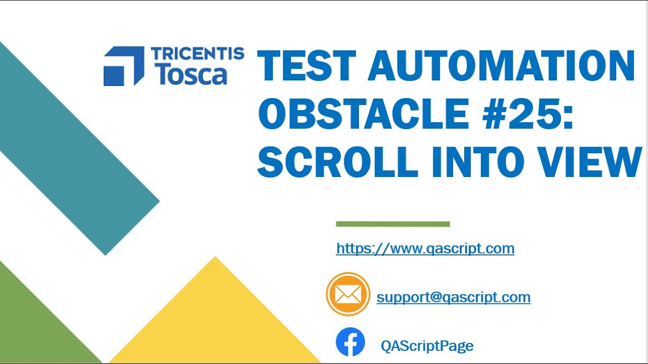 Tosca Tutorial | Lesson 131 - Scroll Into View | Steering Parameter | Scrolling  | Obstacle 25 |