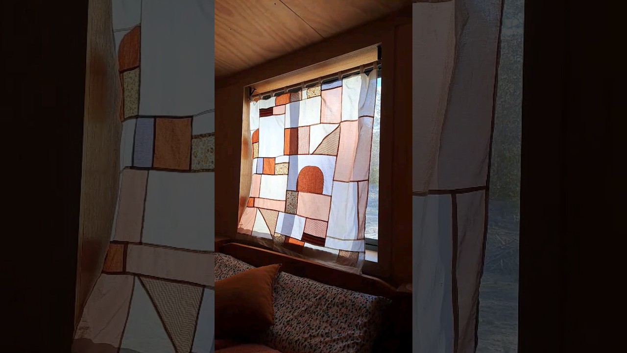 sewing a patchwork curtain using scrap fabrics. so pleased with the result! #sewing #diy