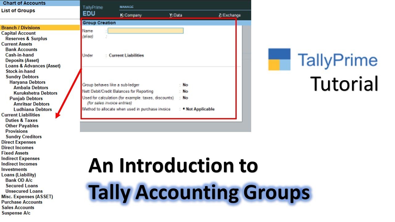 How To Create and Manage Accounting Groups in Tally Prime - Lesson 13