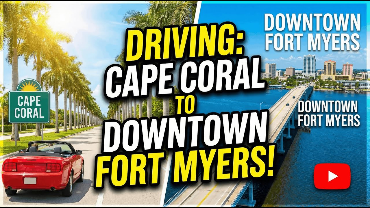 Driving from Cape Coral to Downtown Fort Myers, Florida