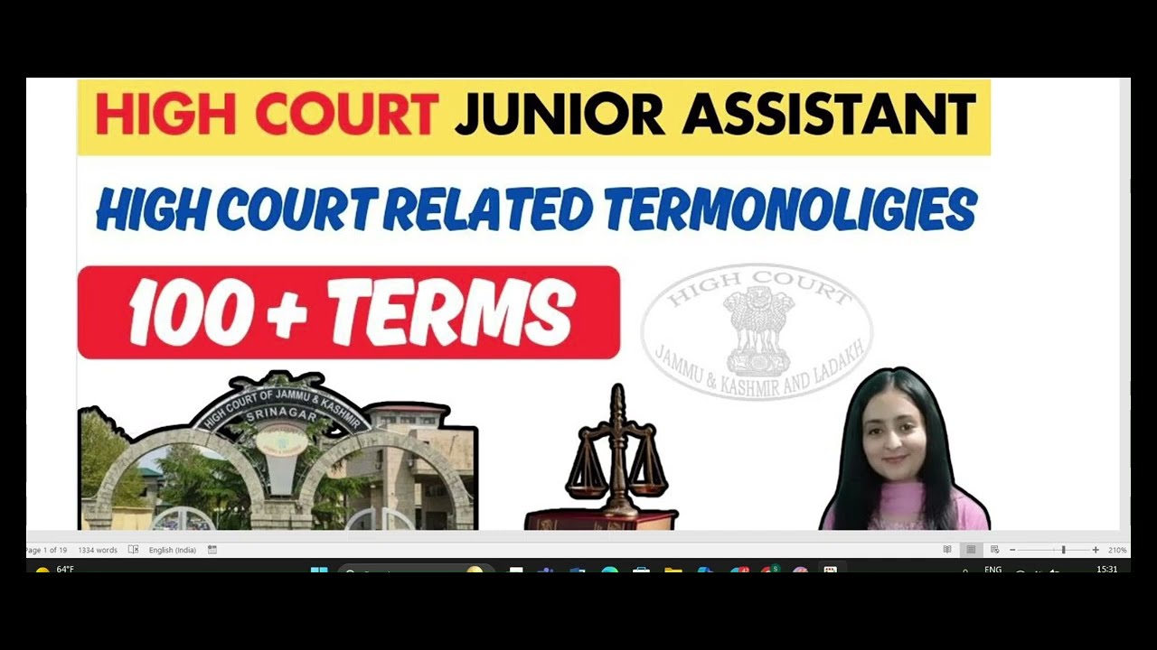 Important Topic:- High Court related terminology Part-2 || J&K, Ladakh High Court Junior Assistant