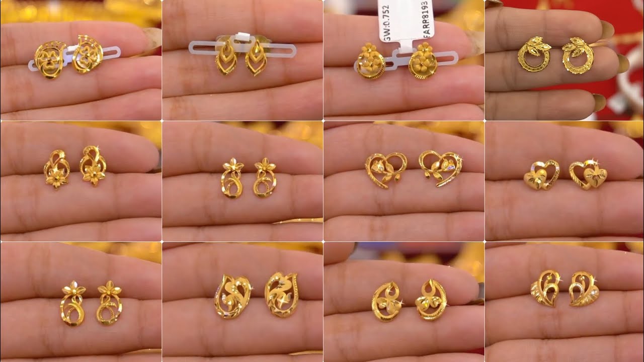 Gold earrings tops design for daily use/1 gram daily wear gold earring/Gold stud earring design 2026