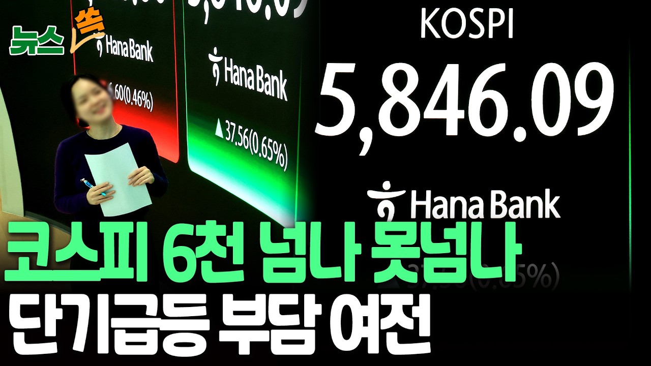 코스피 6천 넘나 못넘나…단기급등 부담 '뇌관' [뉴스쏙] / 연합뉴스TV(YonhapnewsTV)