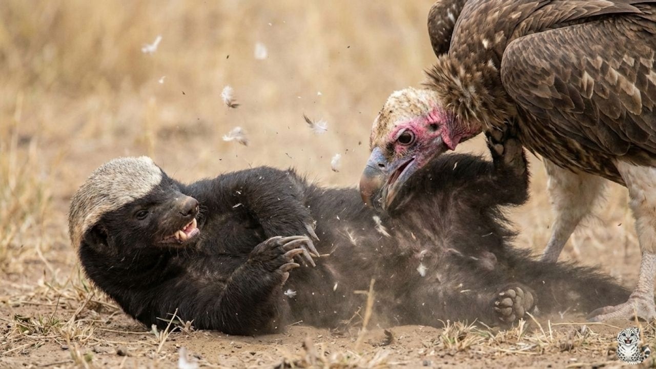 The Fearless Survivor: Why This Honey Badger Refused to Back Down Against a Giant Vulture