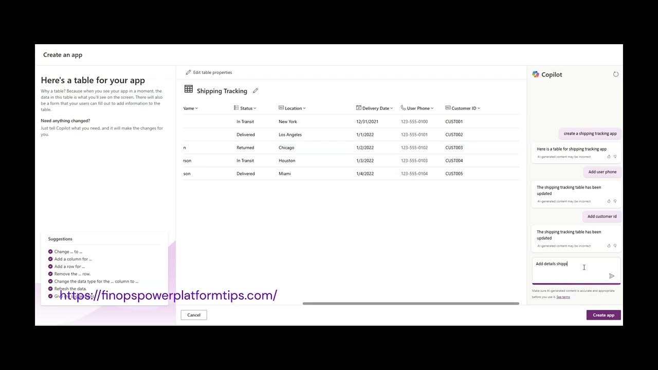 Copilot in power apps- Build apps through conversation