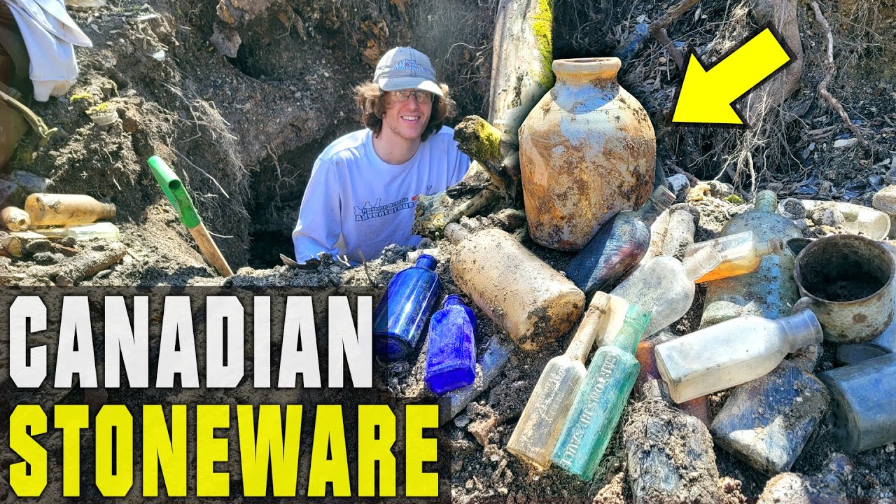 Valuable 1890's Stoneware Unearthed | Amazing Antique Bottles Found Canadian Bottle Digging!