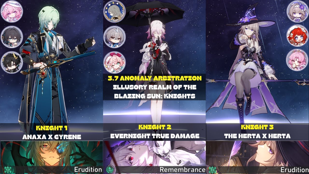 3.7 Anomaly Arbitration | Knights 1,2,3 | Full Stars Clear | Honkai Star Rail 3.7