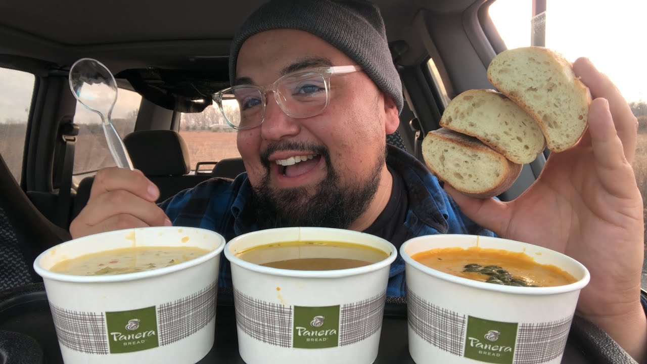 Panera Bread SOUP MUKBANG 🍲 Not Feeling 100% - Autumn Squash, Chicken Noodle + Broccoli Cheddar 🔥