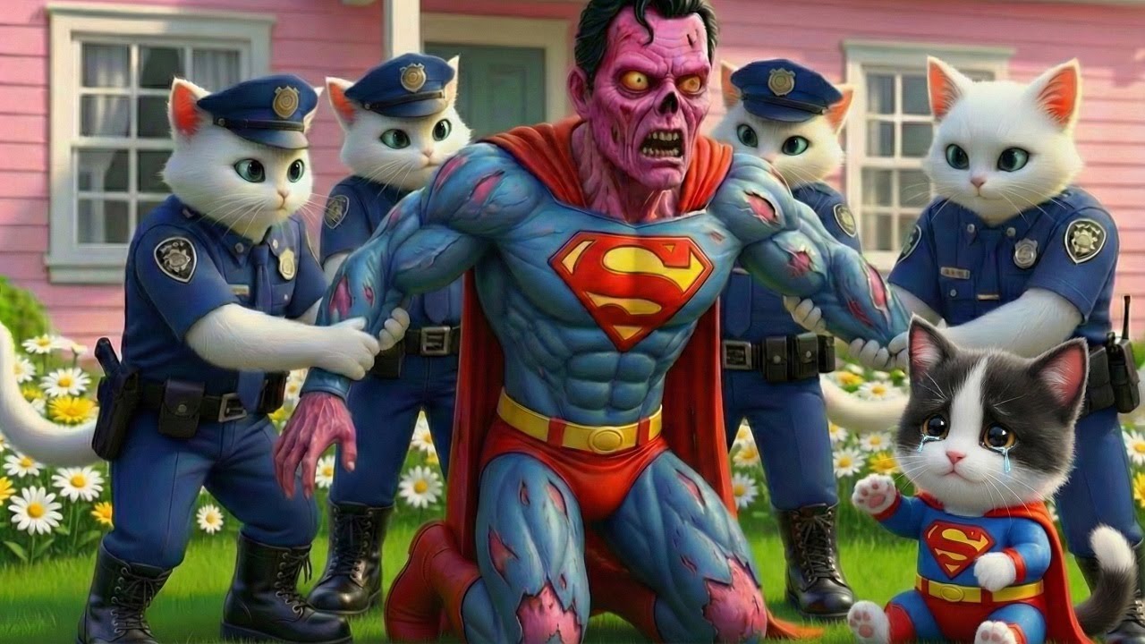 😱💥 The Night Zombie Superman Broke In 🙀 How Did the Little Kitten Survive  (Cat Story)