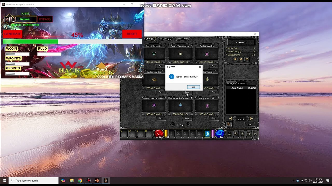 MuOnline XSHOP COINS HACK (WC,WP,GP HACK)