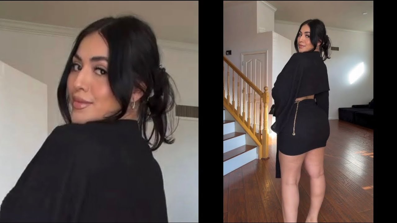 Примерка вещей для свидания | Черная укороченная рубашка и юбка на молнии + аксессуары