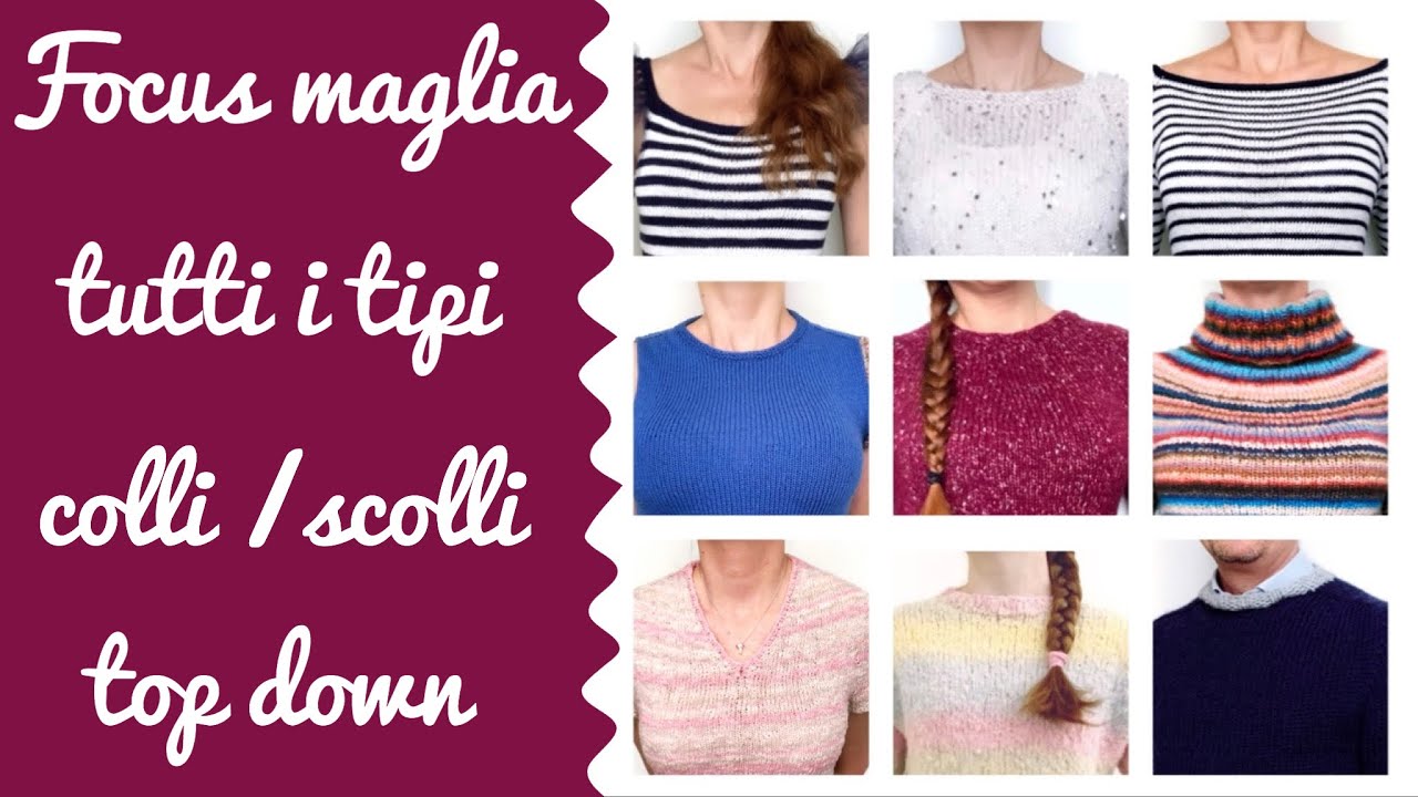 Scuola di maglia focus su tutti i colli/scolli maglie top down