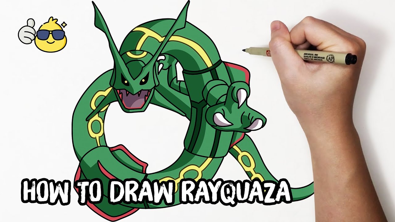 How to Draw Legendary Pokemon Rayquaza (レックウザ Rekkūza) Step by Step Easy | Duc Draw