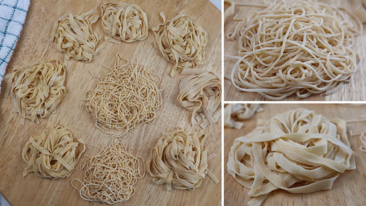 بمكونين فقط طريقه صنع عجينه المكرونه / الباستا الفوتوتشينى في المنزل How to make fresh pasta🍝