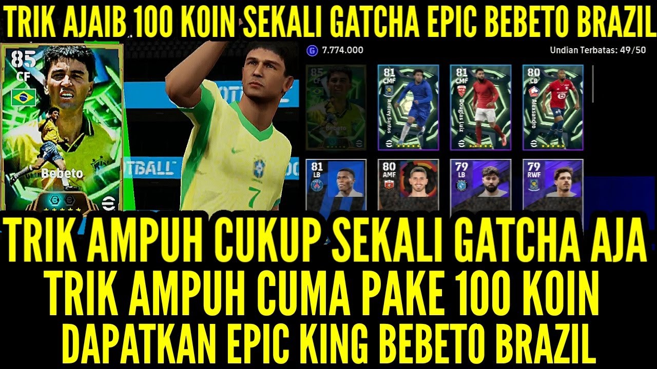 TRIK AMPUH CUKUP SEKALI GATCHA AJA CUMA PAKE 1OO K0IN LANGSUNG DAPATKAN EPIC KING BEBET0 BRAZIL !