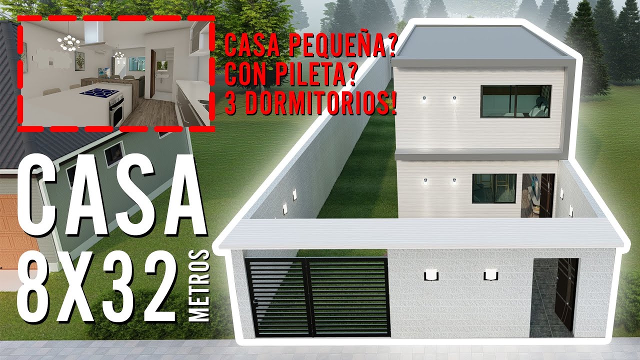 CASA PEQUEÑA en TERRENO DE 8X32 Metros con 3 DORMITORIOS?