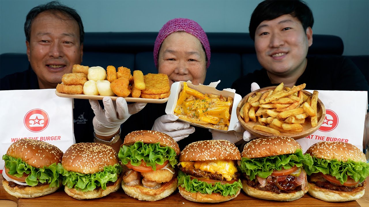 🍔Бургер ручной работы, бургер с креветками - кулинарное шоу Мукбанг.