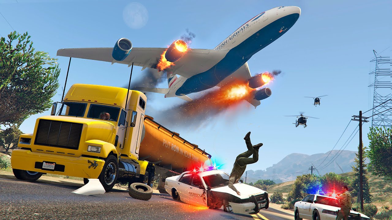 A380 Makes Crash Landing on Highway after Police Attack | GTA 5 Short Film