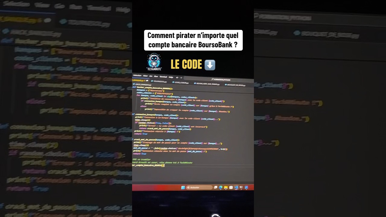 Hacker pirater un compte bancaire en Python 🏴&zwj;☠️🤡🐍 #python #hacker #hack #pirate  #boursobank