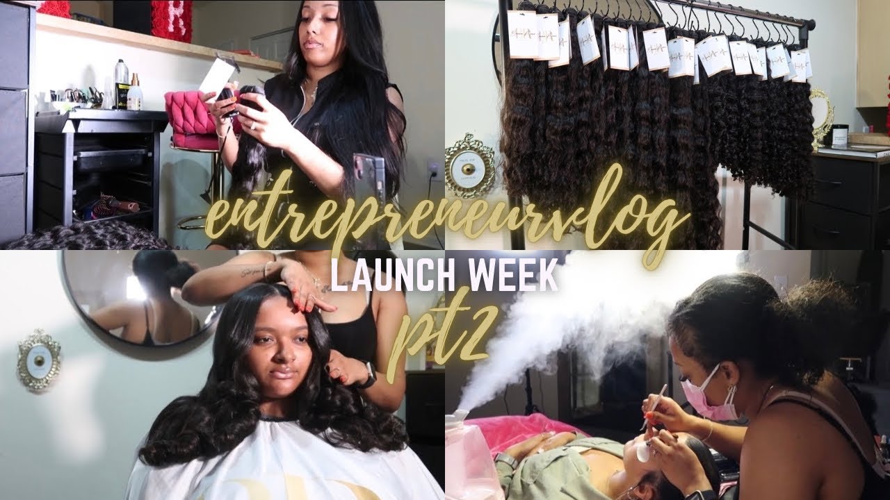 Entrepreneur Vlog 2 | My Hair Brand LAUNCH WEEK |Tagging bundles, taking apts, email marketing+ more