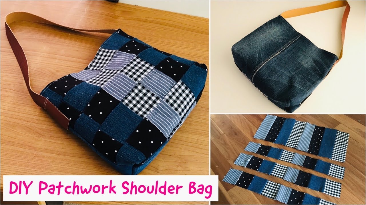 DIY BAG/PATCHWORK JEANS SHOULDER BAG/REUSE OLD CLOTHES/BOLSA DIY SEWING TUTORIAL/เย็บกระเป๋า #WITHME